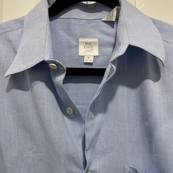 Bill Robinson men’s blue button up shirt hundred percent cotton long sleeves 16 - Picture 3 of 11